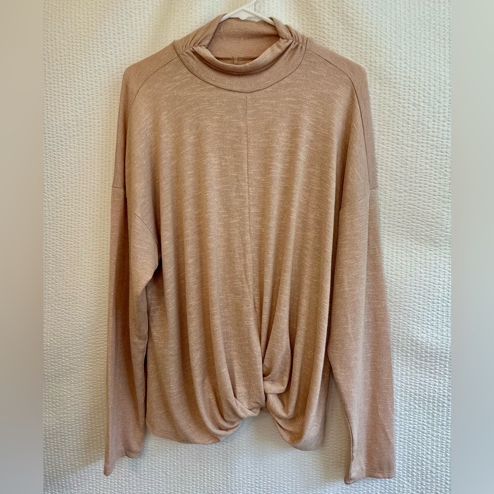 Jennifer Lopez Blush Pink Shimmer Cowl Neck Sweater Women’s XXL NWT Knit